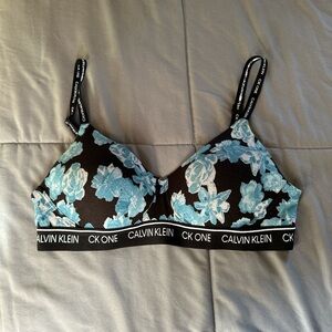 Calvin Klein CK One Floral Bralette - Black and Blue